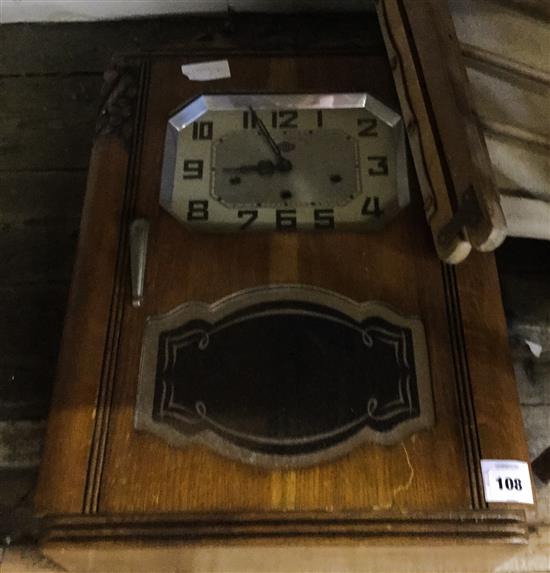 Art Deco oak cased wall clock(-)